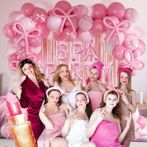 زخارف حفلة سبا مع البالونات الوردية ذات الرباعة البيضاء in Kuwait