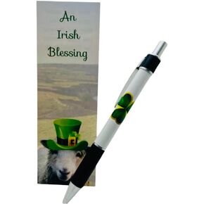 Irish Shamrock Pen with Blessing Holy Card Bookmark St. Patrick's Day Gift Set: Souvenir of Ireland