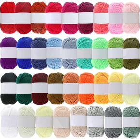 35x15g Acrylic Yarn Mini Skeins, 1200 Yards of Soft Yarn for Crocheting and Knitting Craft Project, Assorted Starter Crochet Kit Yarn Bulk for Adults and Kids