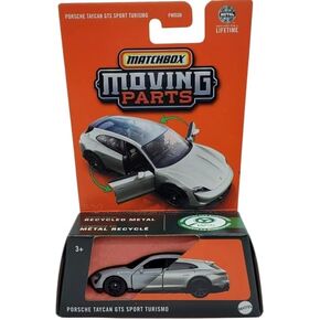 Matchbox Moving Parts Porsche Taycan GTS Sport Turismo, 1:64 Scale, Silver Die Cast Car