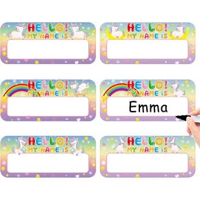 Sicohome Hello My Name Is Stickers - 36pcs 6 Designs Name Tags لمكاتب الفصول الدراسية لوحات اسم الطالب للفصول الدراسية ملصقات الأسماء اللاصقة للأطفال الروضة أطفال مرحلة ما قبل المدرسة