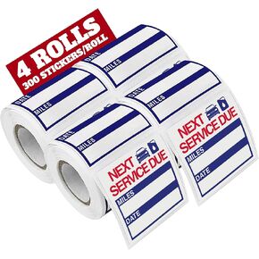 PERFORMORE 2" x 2" Oil Change Stickers, 300 Sitckers Per Roll, Auto Service Reminder Sticker Roll, Next Service Due Sticker Labels