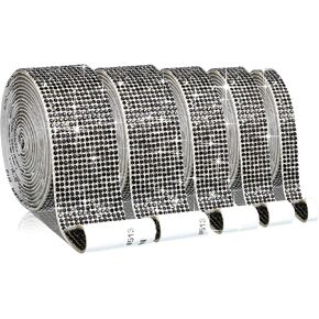 5 Rolls Self Adhesive Crystal Rhinestone Diamond Roll Ribbon Bling Gemstone Strips Sticker Rhinestone for Craft with 2 mm Rhinestone 4.5 Yards (Black)