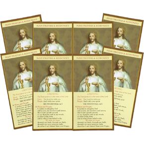 Needzo Bulk Catholic Mass Prayer and Responses Pocket Cards, Laminated Card Stock, 3x7 Inches (Pack of 8)