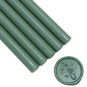 Glue Gun Wax Seal Sticks Olive Green, Andotopee 10pcs Vintage Sealing Wax Sticks for Wax Seal Stamp, 0.43 X 5.3 Premium Wax Seal Wax for Wedding Invitation Envelope Seal Stickers DIY (Olive Green)
