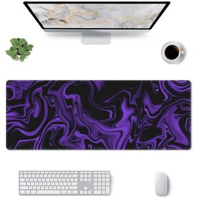 خط الرخام الأسود الأرجواني من لوحة فأر ألعاب كبيرة ممتدة ، XXL Big Compute Ceyboard و Mouse Desk Mats قاعدة مطاطية غير قابلة للانزلاق ، Mousepad مناسبة لسطح مكتب Mouse Office Office المحمول 31.5 × 11.8 في