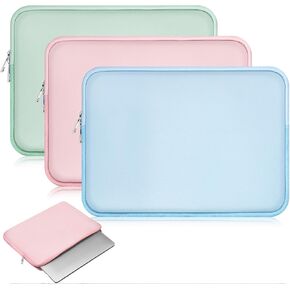 3 Pcs Laptop Sleeve Bag 13-13.3 Inches Protective Case with Zipper Macaron Color Laptop Bag Polyester Vertical Laptop Case for Office Travel Business Trips