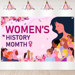 Large Womens History Month Backdrop 71"X43" Womens History Month Banner Womens History Month Indoor Outdoor Decorations, Womens History Month Wall Background Party Supplies
