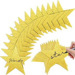 80 Pieces Glitter Star Cutouts Paper Star Confetti Cutouts for Bulletin Board Classroom Wall Party Decoration Supply (Gold,6 Inches Length)