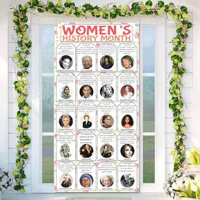 Women’s History Month Decorations Women in History Door Cover March National Women's Day Motivational Quotes School Classroom Office Door Banner Decor