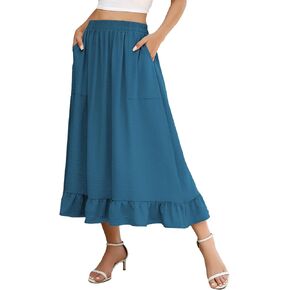 تنانير نسائية متوسطة الطول من بيريدريس مع جيوب، تنورة مرنة عالية الخصر متأرجحة على شكل حرف A، تنورة مكشكشة ذات طبقات غير رسمية in Kuwait