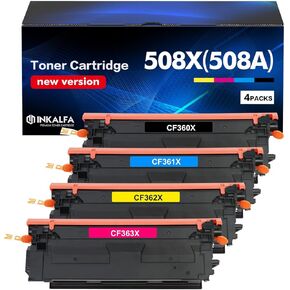 508X 508A M553 Toner Cartridge Set 4-Pack Toner High Yield Replacement for HP 508X 508A CF360X CF361X CF362X CF363X for HP Enterprise M553 M553dn M577 M553X M553N Printer (New Version-BK/C/Y/M)