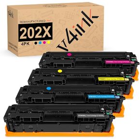 v4ink 202X Toner Cartridge Replacement for HP 202X 202A CF500X CF501X CF502X CF503X Toner for HP Pro M254dw M254nw M281dw M281cdw M281fdw M280nw (Black Cyan Magenta Yellow, 4-Pack)