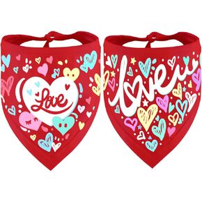 عيد الحب الكلب Bandanas 2 حزمة ، وأوشحة للحيوانات الأليفة عيد الحب للبنين والبنات ، ونسيج مريح ودائم ، مناسب للكلاب الصغيرة والمتوسطة والكبيرة والكبيرة الإضافية