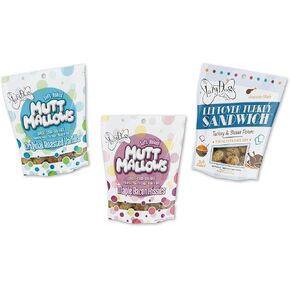 The Lazy Dog Coie Co. Mutt Mallows Soft Baked Dog ، القمح ، الذرة وفول الصويا ، مخبوزة في الولايات المتحدة الأمريكية ، حزمة تنوع التكلفة 5 أوقية (حزمة 3)
