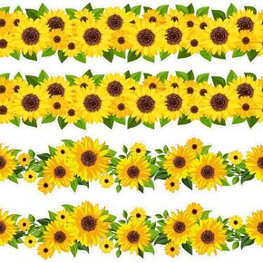Sunflower Border Fall Bulletin Board Classroom Bulletin Border Wall Decor Sign Sunflower Garland Die Cut Border Classroom Decor Border with Leaves for Baby Shower Party Decor (59 Ft, Warm Style)