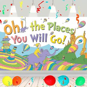 Oh The Places You'll Go Decorations Kindergarten Graduation Party Decoration Oh The Places You'll Go Banner for Colorful Party Decoration for Baby Shower