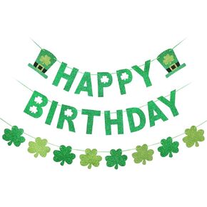 Green Glitter عيد ميلاد سعيد St Patricks Banner St St Patrick عيد ميلاد لافت