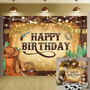 Western Cowboy Birthday Backdrop Wild West Rodeo Rustic Wooden House Barn Photography Background for Cowboy Theme Birthday Party Baby Shower Decorations Banner (82x59 inch (7x5FT))