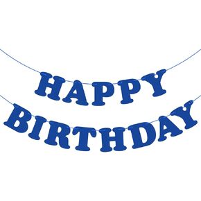 Navy Blue Happy Birthday Banner Sign Happy Birthday Bunting Banner Flag Garland for Kids Boys Baby Birthday Party Decorations Supplies