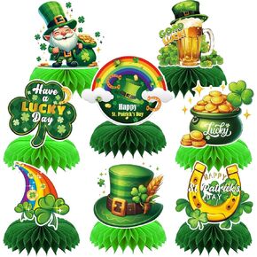 8pcs St Patricks Day Party Supplies St Patricks Day Honeycomb Centerpces St Patricks Day Thief 3D Table Decorations in Kuwait