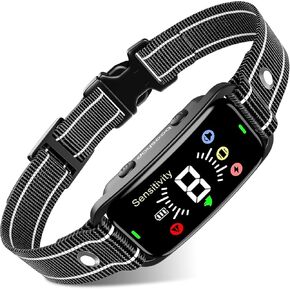 Dog Bark Collar - BEESHOP Rechargeable Bark Collar for Large Medium Small Dogs, Smart Anti Barking Training Collar with 8 Adjustable Sensitivity, Bark Shock Collar with Beep Vibration Shock(Black)