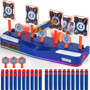 SUYE Digital Shooting Targets with Foam Dart Toy Shooting Blaster, Electronic Scoring Auto Reset 4 Targets, Shooting Game Toys Gifts for Age of 8, 9, 10+ Years Old Kids 40 Soft Foam Darts