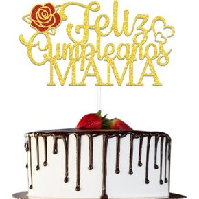Feliz Cumpleanos Mama Cake Topper, Mom Happy Birthday Cake Decorations, Best Mom Ever, Mother's Day Birthday Party Decor Supplies