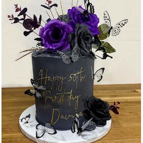 JeVenis Purple Rose Cake Topper - Death & Gothic Birthday Decoration