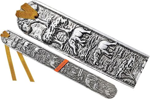 WitnyStore Carved Aluminium Bookmark 8⅛" Forest Elephants Vertical Pattern - Unique Design Handmade Bookmarks Crafted Accessories Decorative Collectibles Thailand Souvenirs Gifts Readers Book Lovers in Kuwait
