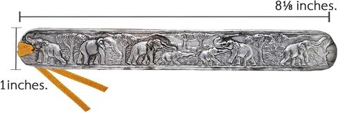 WitnyStore Carved Aluminium Bookmark 8⅛" Forest Elephants Vertical Pattern - Unique Design Handmade Bookmarks Crafted Accessories Decorative Collectibles Thailand Souvenirs Gifts Readers Book Lovers in Kuwait