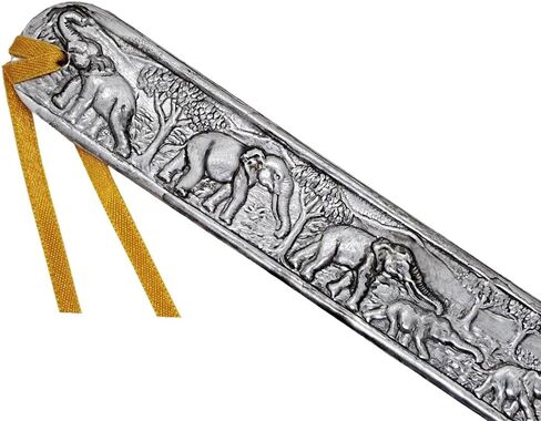 WitnyStore Carved Aluminium Bookmark 8⅛" Forest Elephants Vertical Pattern - Unique Design Handmade Bookmarks Crafted Accessories Decorative Collectibles Thailand Souvenirs Gifts Readers Book Lovers in Kuwait