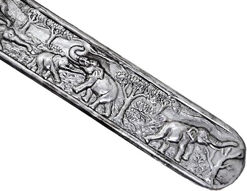 WitnyStore Carved Aluminium Bookmark 8⅛" Forest Elephants Vertical Pattern - Unique Design Handmade Bookmarks Crafted Accessories Decorative Collectibles Thailand Souvenirs Gifts Readers Book Lovers in Kuwait