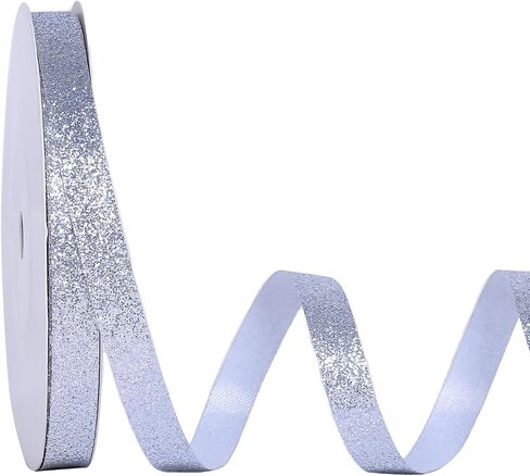 Yama Glitter Ribbon ، 3/8 بوصة × 20 ياردة ، شريط حافة مقطوعة لعيد الميلاد ، غلاف الهدايا ، الحرف ، صنع القوس ، ديكور المنزل ، الحلي ، زخرفة الحفلات (الفضة) in Kuwait