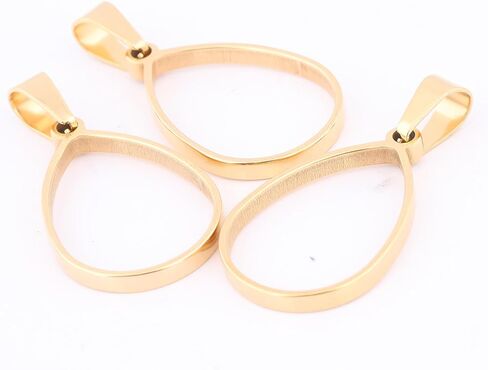 Reidgaller 20pcs Stainless Steel Gold Plated Deep 18x25mm Oval Open Bezels DIY Hollow Pendant Frame Setting Blanks for Resin Jewelry Making in Saudi Arabia