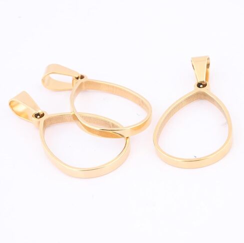 Reidgaller 20pcs Stainless Steel Gold Plated Deep 18x25mm Oval Open Bezels DIY Hollow Pendant Frame Setting Blanks for Resin Jewelry Making in Saudi Arabia