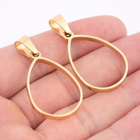 Reidgaller 20pcs Stainless Steel Gold Plated Deep 18x25mm Oval Open Bezels DIY Hollow Pendant Frame Setting Blanks for Resin Jewelry Making in Saudi Arabia