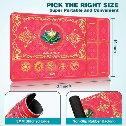 MTG Playmat with Magic roms ، 24x14in playmat for Magic the Gathering ، معارك لعبة Commander Card ، حصيرة مبارزة متينة ومقاومة للبقع للمبتدئين والمحترفين ، غير الناعم ، السطح الناعم ، الأسود in Saudi Arabia