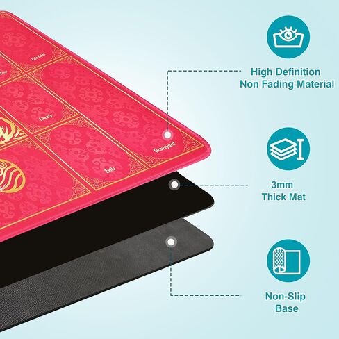 MTG Playmat with Magic roms ، 24x14in playmat for Magic the Gathering ، معارك لعبة Commander Card ، حصيرة مبارزة متينة ومقاومة للبقع للمبتدئين والمحترفين ، غير الناعم ، السطح الناعم ، الأسود in Saudi Arabia