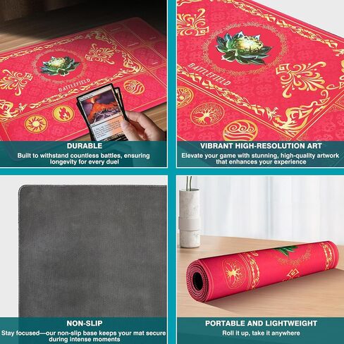 MTG Playmat with Magic roms ، 24x14in playmat for Magic the Gathering ، معارك لعبة Commander Card ، حصيرة مبارزة متينة ومقاومة للبقع للمبتدئين والمحترفين ، غير الناعم ، السطح الناعم ، الأسود in Saudi Arabia