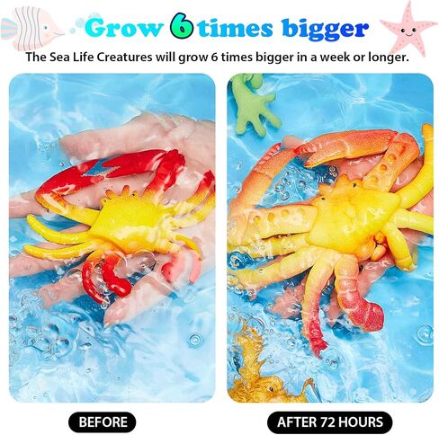 Outus 8 Pieces Growing Animal Creature Expandable Giant Grow 3D Water Creature Set Easter Egg Stuffer Grow in Water Fish Favors Party Supplies Gift Fillers Classroom Prizes(Multiple Animal) in Saudi Arabia