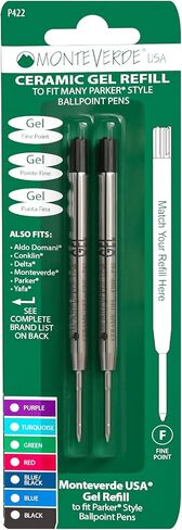 Monteverde Capless Gel Ballpoint Refill to Fit Parker Ballpoint Pens, Fine Point, Black, 2 per Pack (P422BK) in Kuwait
