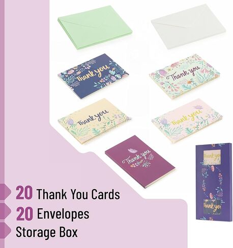 Mr. Pen- Thank You Cards, 20 Pack, Thank You Cards with Envelopes, Blank Thank You Cards, Assorted Cards, Thank You Notes Cards, Thank You Cards Pack, Thank You Card, Thank You Note Blank Inside in Kuwait