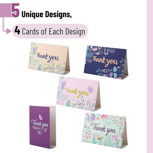 Mr. Pen- Thank You Cards, 20 Pack, Thank You Cards with Envelopes, Blank Thank You Cards, Assorted Cards, Thank You Notes Cards, Thank You Cards Pack, Thank You Card, Thank You Note Blank Inside in Kuwait