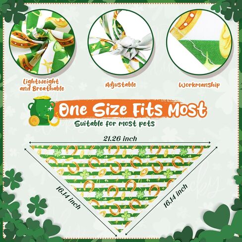 Reginary 72 Packs St. Patrick's Day Dog Bandanas Bulk Shamrock St. Patrick's Day Green Soft Dog Scarf Adjustable Pet Puppy Bibs Triangle Puppy Bibs Adjustable Cat Bandana for Pet Costume Accessories in Saudi Arabia