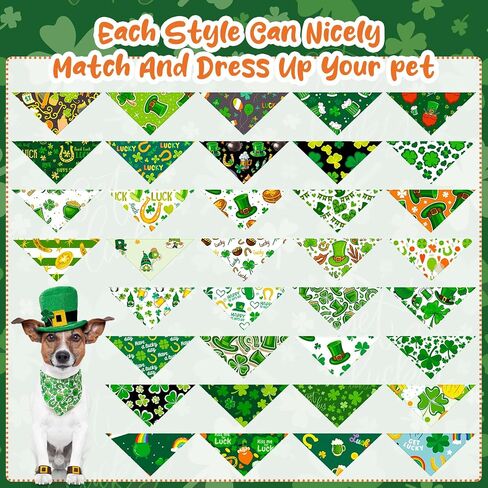 Reginary 72 Packs St. Patrick's Day Dog Bandanas Bulk Shamrock St. Patrick's Day Green Soft Dog Scarf Adjustable Pet Puppy Bibs Triangle Puppy Bibs Adjustable Cat Bandana for Pet Costume Accessories in Saudi Arabia