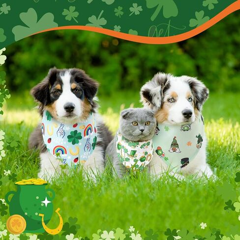 Reginary 72 Packs St. Patrick's Day Dog Bandanas Bulk Shamrock St. Patrick's Day Green Soft Dog Scarf Adjustable Pet Puppy Bibs Triangle Puppy Bibs Adjustable Cat Bandana for Pet Costume Accessories in Saudi Arabia