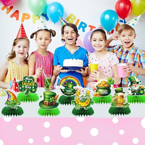 8pcs St Patricks Day Party Supplies St Patricks Day Honeycomb Centerpces St Patricks Day Thief 3D Table Decorations in Kuwait