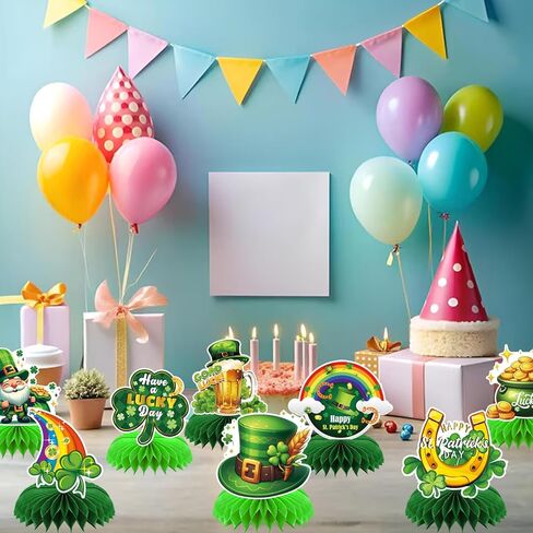 8pcs St Patricks Day Party Supplies St Patricks Day Honeycomb Centerpces St Patricks Day Thief 3D Table Decorations in Kuwait