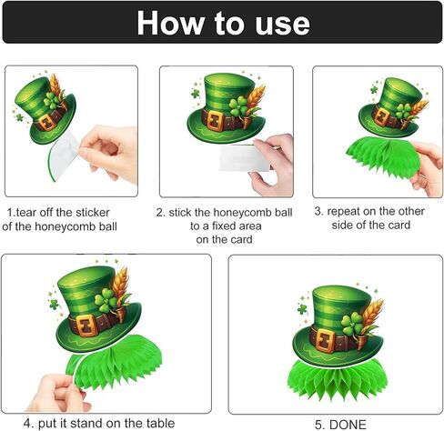 8pcs St Patricks Day Party Supplies St Patricks Day Honeycomb Centerpces St Patricks Day Thief 3D Table Decorations in Kuwait